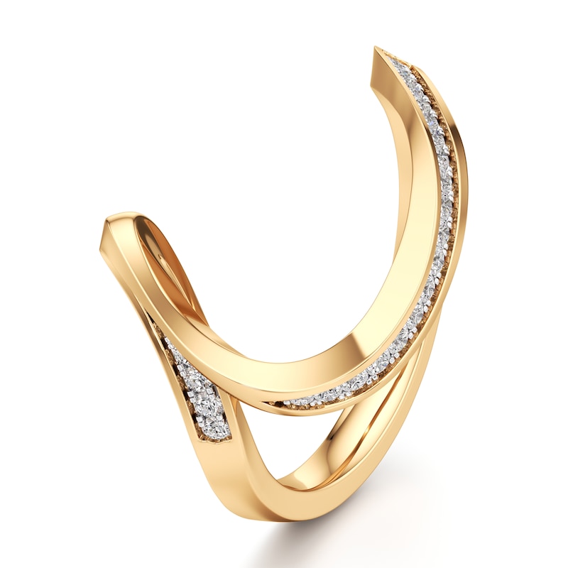 Main Image 4 of J'Lure Lab-Created Diamond Contour Wedding Band 1/5 ct tw 18K Yellow Gold