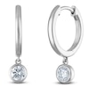 Thumbnail Image 2 of Round-Cut Lab-Created Diamond Solitaire Dangle Hoop Earrings 1/2 ct tw 14K White Gold (SI2/F)