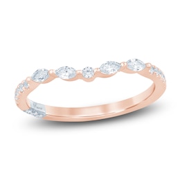 Pnina Tornai Marquise & Round-Cut Diamond Contour Anniversary Ring 1/4 ct tw 14K Rose Gold