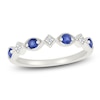 Thumbnail Image 1 of Blue Lab-Created Sapphire & Diamond-Accent Milgrain Ring Sterling Silver