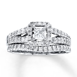 Diamond Bridal Set 7/8 ct tw Princess-cut 14K White Gold