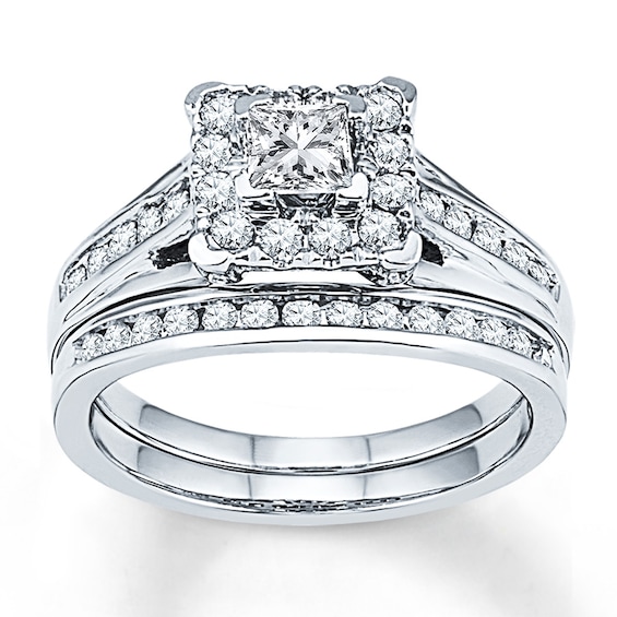 Diamond Bridal Set 7/8 ct tw Princess-cut 14K White Gold | Jared