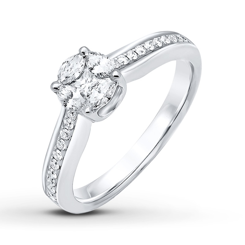 Main Image 2 of Diamond Engagement Ring 1/2 ct tw Princess-cut 14K White Gold