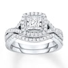 Thumbnail Image 0 of Diamond Bridal Set 1 ct tw Princess-cut 14K White Gold
