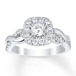 Diamond Engagement Ring 5/8 ct tw Round-cut 14K White Gold