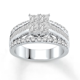 Diamond Engagement Ring 2-1/2 ct tw Princess-cut 14K White Gold