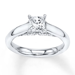 Diamond Engagement Ring 7/8 ct tw Princess-cut 14K White Gold