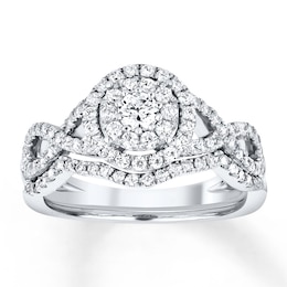 Diamond Bridal Set 7/8 carat tw Round-cut 14K White Gold