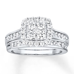 Diamond Bridal Set 1-5/8 ct tw Round-cut 14K White Gold