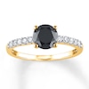 Thumbnail Image 0 of Black Diamond Engagement Ring 1-1/5 ct tw Round 14K Yellow Gold