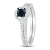 Thumbnail Image 4 of Black Diamond Bridal Set 1/2 ct tw Round-cut 14K White Gold