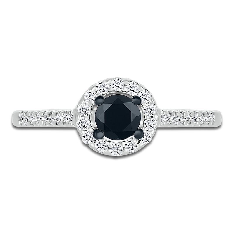 Main Image 6 of Black Diamond Bridal Set 1/2 ct tw Round-cut 14K White Gold