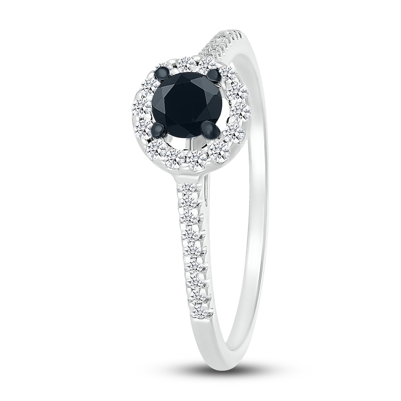 Main Image 8 of Black Diamond Bridal Set 1/2 ct tw Round-cut 14K White Gold