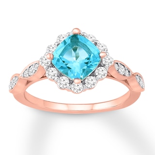 Blue Topaz Engagement Ring 1/2 ct tw Diamonds 14K Rose Gold | Jared