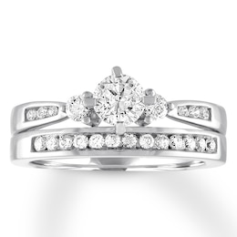 Diamond Bridal Set 7/8 carat tw Round-cut 14K White Gold