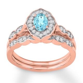 Aquamarine Bridal Set 1/4 ct tw Diamonds 14K Rose Gold | Jared