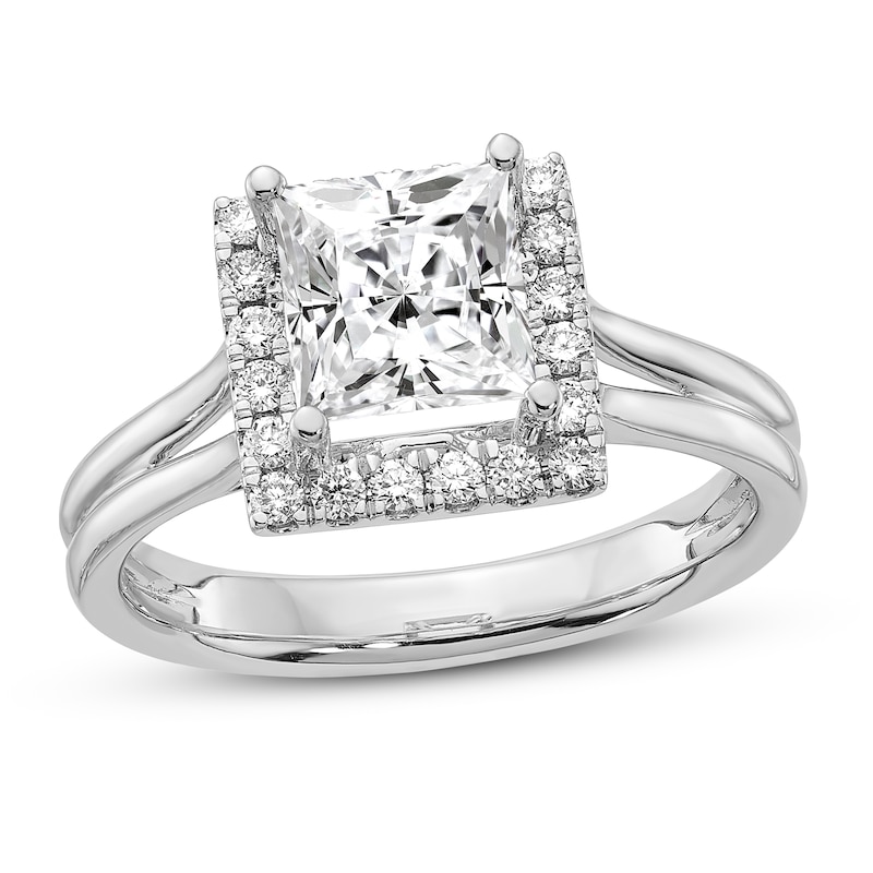 Main Image 1 of Diamond Engagement Ring 1-5/8 ct tw Round/Princess 14K White Gold