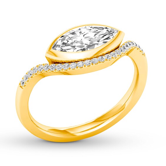 Diamond Engagement Ring 1 ct tw Marquise 14K Yellow Gold ...