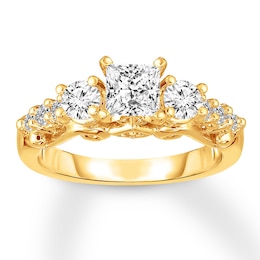 Diamond Ring 1-3/8 ct tw Princess-cut/Round 14K Yellow Gold