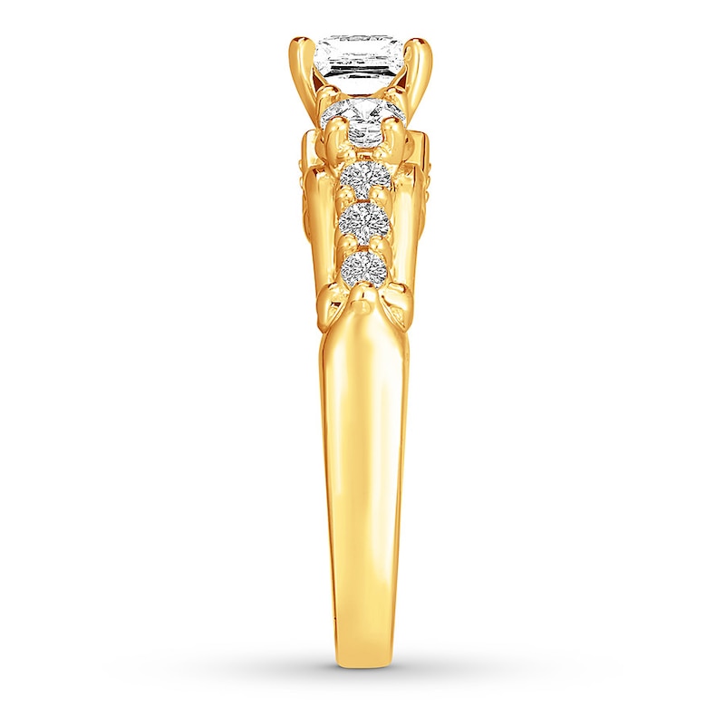 Diamond Ring 1-3/8 ct tw Princess-cut/Round 14K Yellow Gold