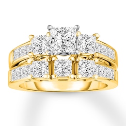 Diamond Bridal Set 3-1/3 Carats tw Princess-cut 14K Gold