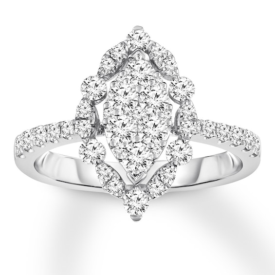 Diamond Engagement Ring 7/8 ct tw Round-cut 14K White Gold ...