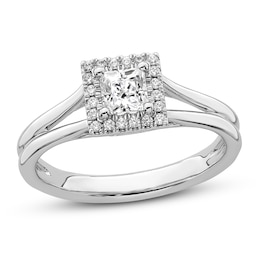 Diamond Engagement Ring 1/3 ct tw Princess/Round 14K White Gold