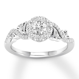 Diamond Engagement Ring 5/8 ct tw Round-cut 14K White Gold