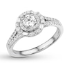 Thumbnail Image 2 of Diamond Engagement Ring 3/4 ct tw Round/Baguette 14K White Gold