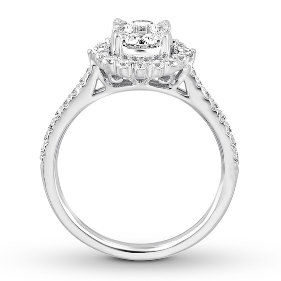 Diamond Engagement Ring 1 ct tw Round 14K White Gold Halo