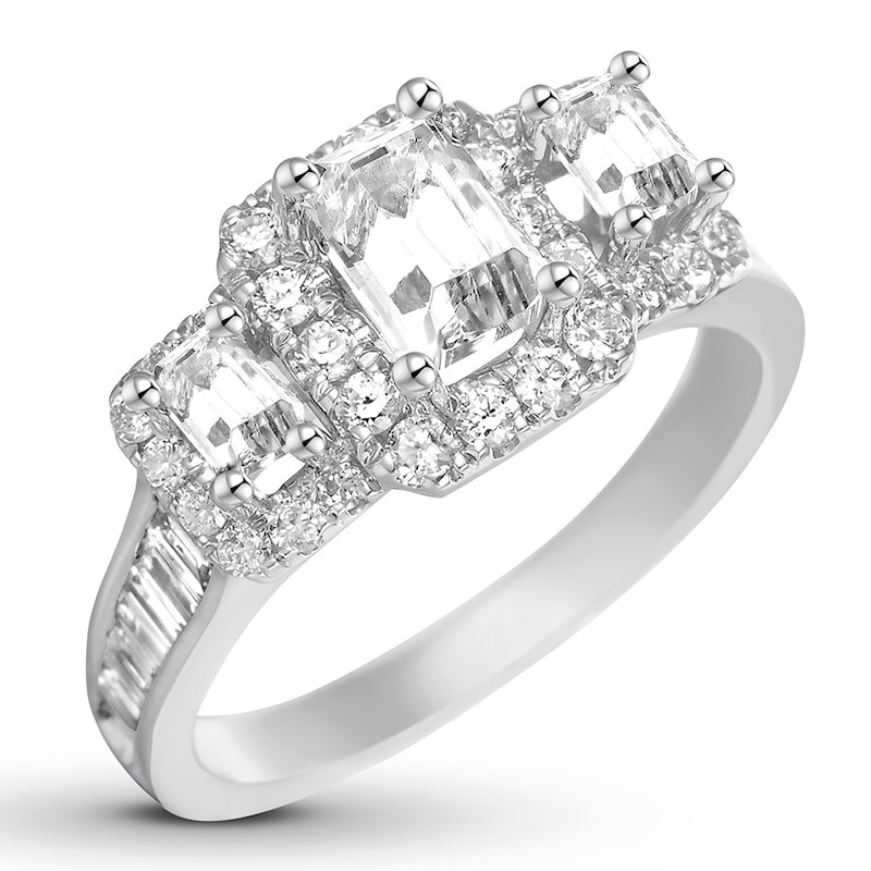 Diamond Engagement Ring 2 ct tw Emerald-cut 14K White Gold