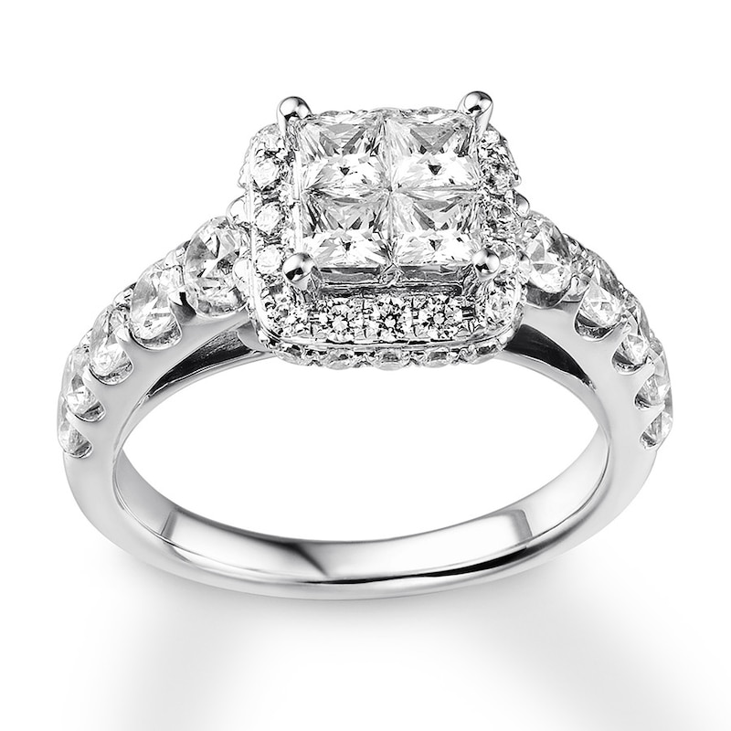 Diamond Engagement Ring 2 ct tw Princess-cut 14K White Gold