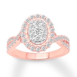 Diamond Engagement Ring 7/8 carat tw Round 14K Rose Gold