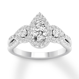 Diamond Engagement Ring 7/8 ct tw Pear-shaped/Round 14K White Gold