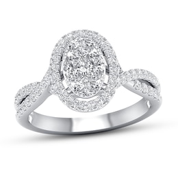 Diamond Engagement Ring 7/8 ct tw Oval/Round 14K White Gold