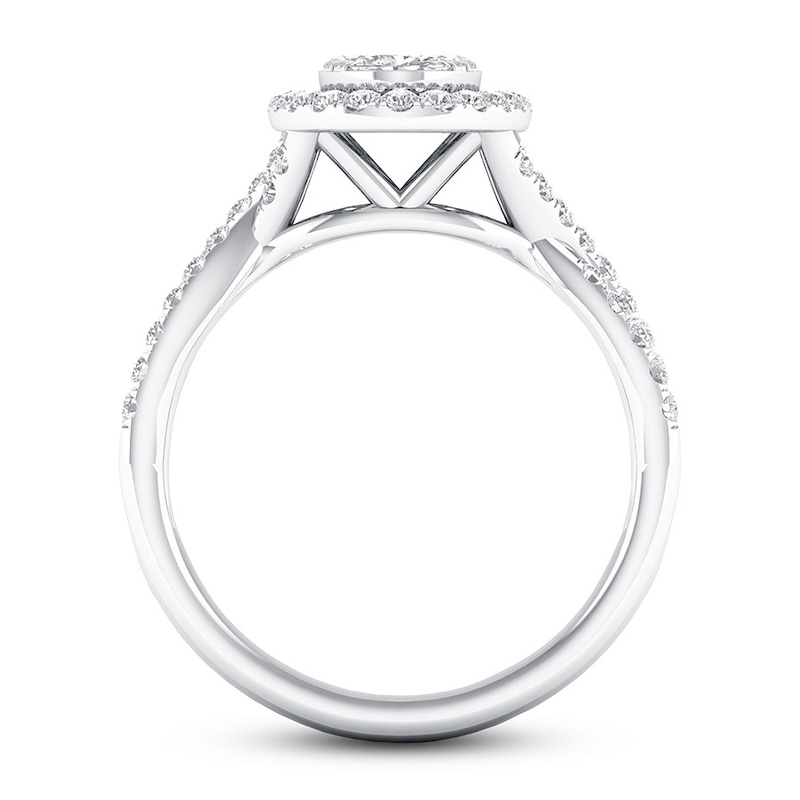 Main Image 2 of Diamond Engagement Ring 7/8 ct tw Oval/Round 14K White Gold