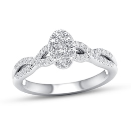 Diamond Engagement Ring 5/8 ct tw Oval/Round 14K White Gold