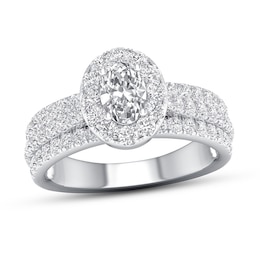 Diamond Engagement Ring 1 1/2 ct tw Oval/Round 14K White Gold