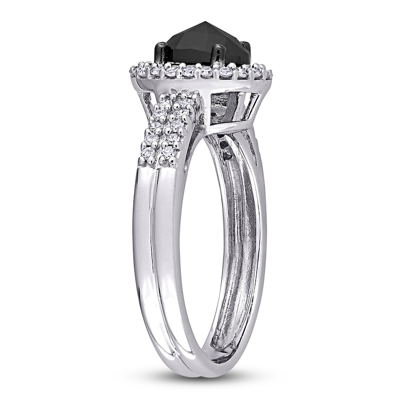 Black Diamond Ring 1 ct tw Oval-cut 14K White Gold