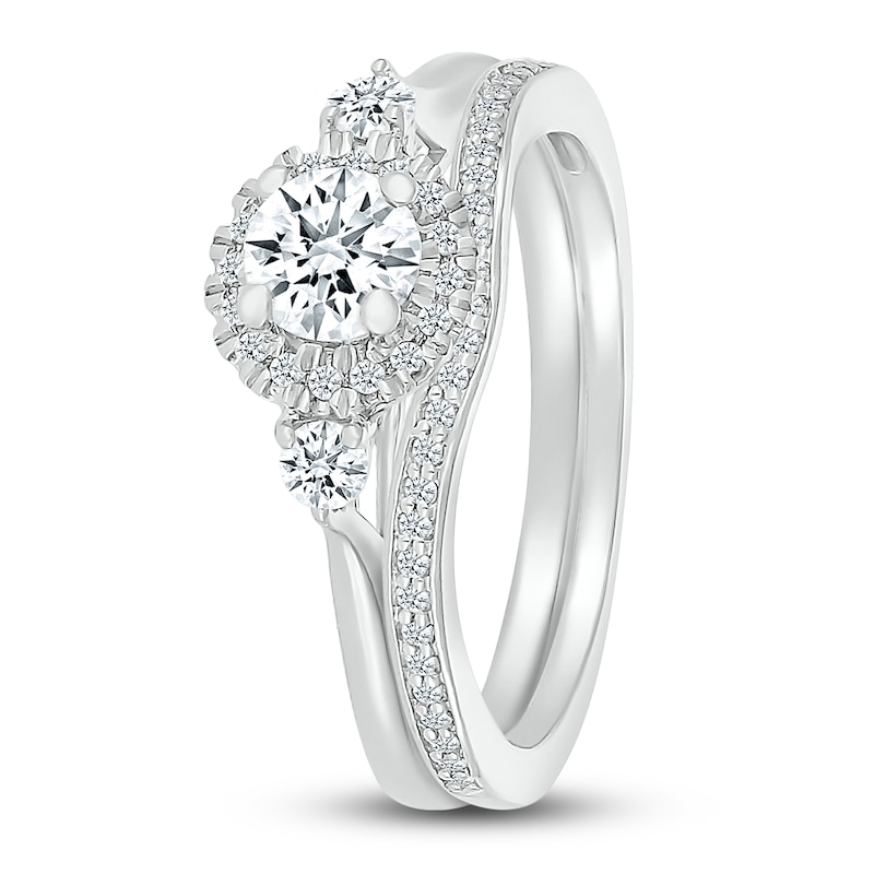 Main Image 4 of Diamond Bridal Set 5/8 ct tw Round-cut 14K White Gold