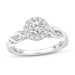 Diamond Engagement Ring 7/8 ct tw Round 14K White Gold