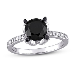 Black Diamond Engagement Ring 2 ct tw 14K White Gold