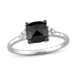 Black Diamond Engagement Ring 1 1/4 ct tw 14K White Gold