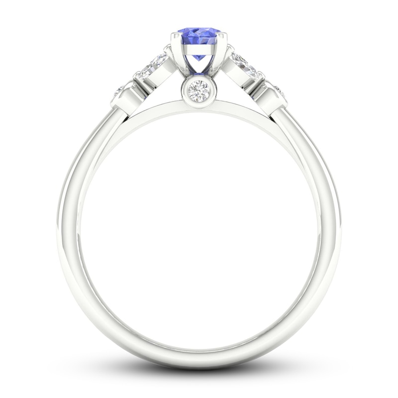 Natural Tanzanite Ring 1/6 ct tw Diamonds 14K White Gold