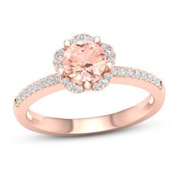Natural Morganite Ring 1/6 ct tw Diamonds 14K Rose Gold