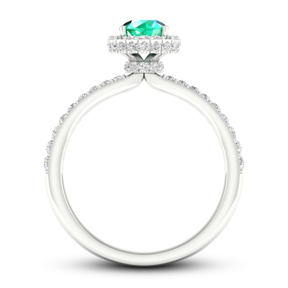 Natural Emerald Ring 3/8 ct tw Diamonds 14K White Gold | Jared