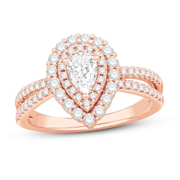 Diamond Engagement Ring 1 ct tw Round/Pear-shaped 14K Rose Gold