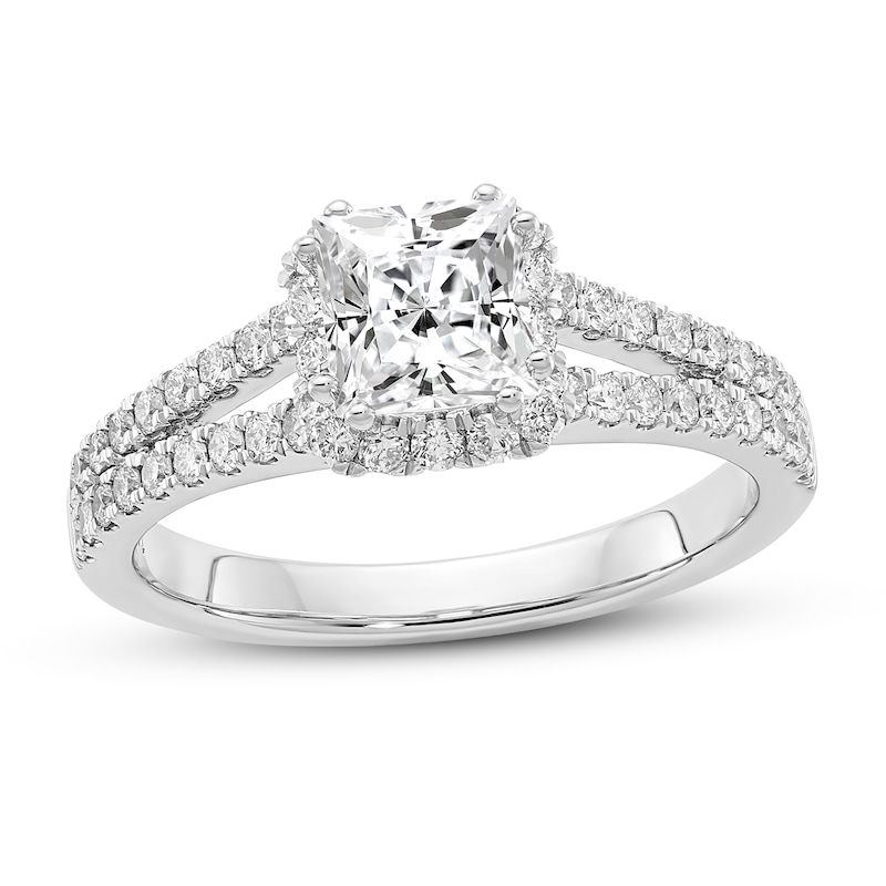 Main Image 1 of Diamond Engagement Ring 7/8 ct tw Princess/Round 14K White Gold