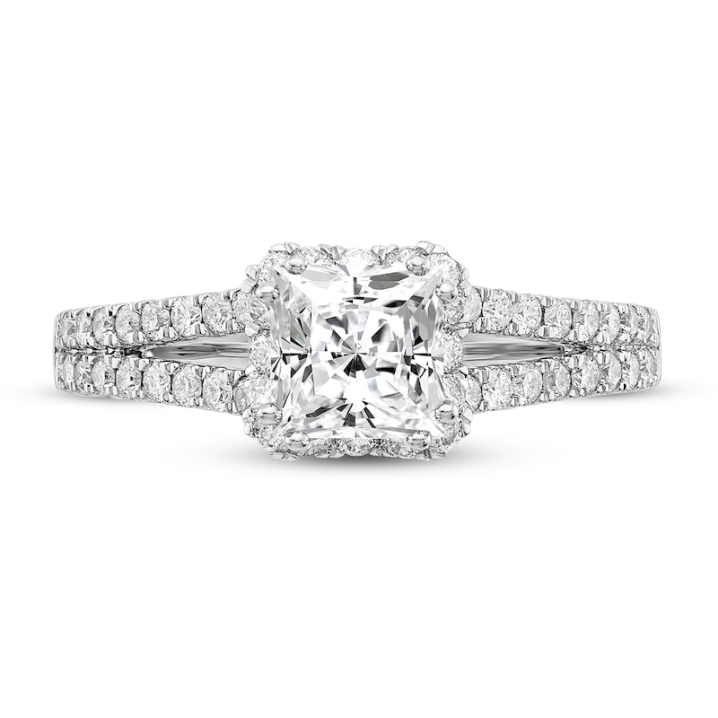 Main Image 3 of Diamond Engagement Ring 7/8 ct tw Princess/Round 14K White Gold