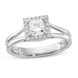 Diamond Engagement Ring 1/2 ct tw Princess/Round 14K White Gold